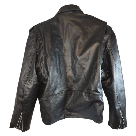 Barney's Leather Size 46 Black Leather Motorcycle Jacket - Picture 2 of 9